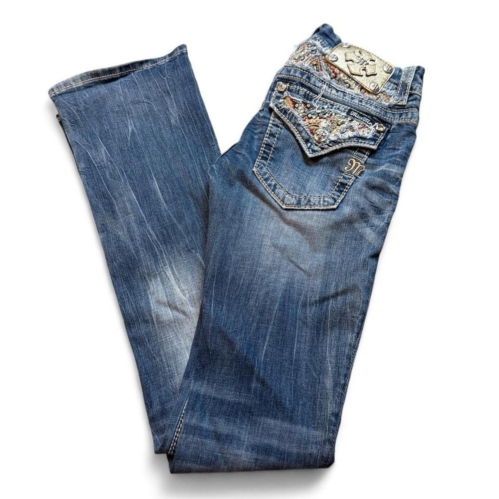 Miss me embellished low rise signature boot western punk denim jeans size 25